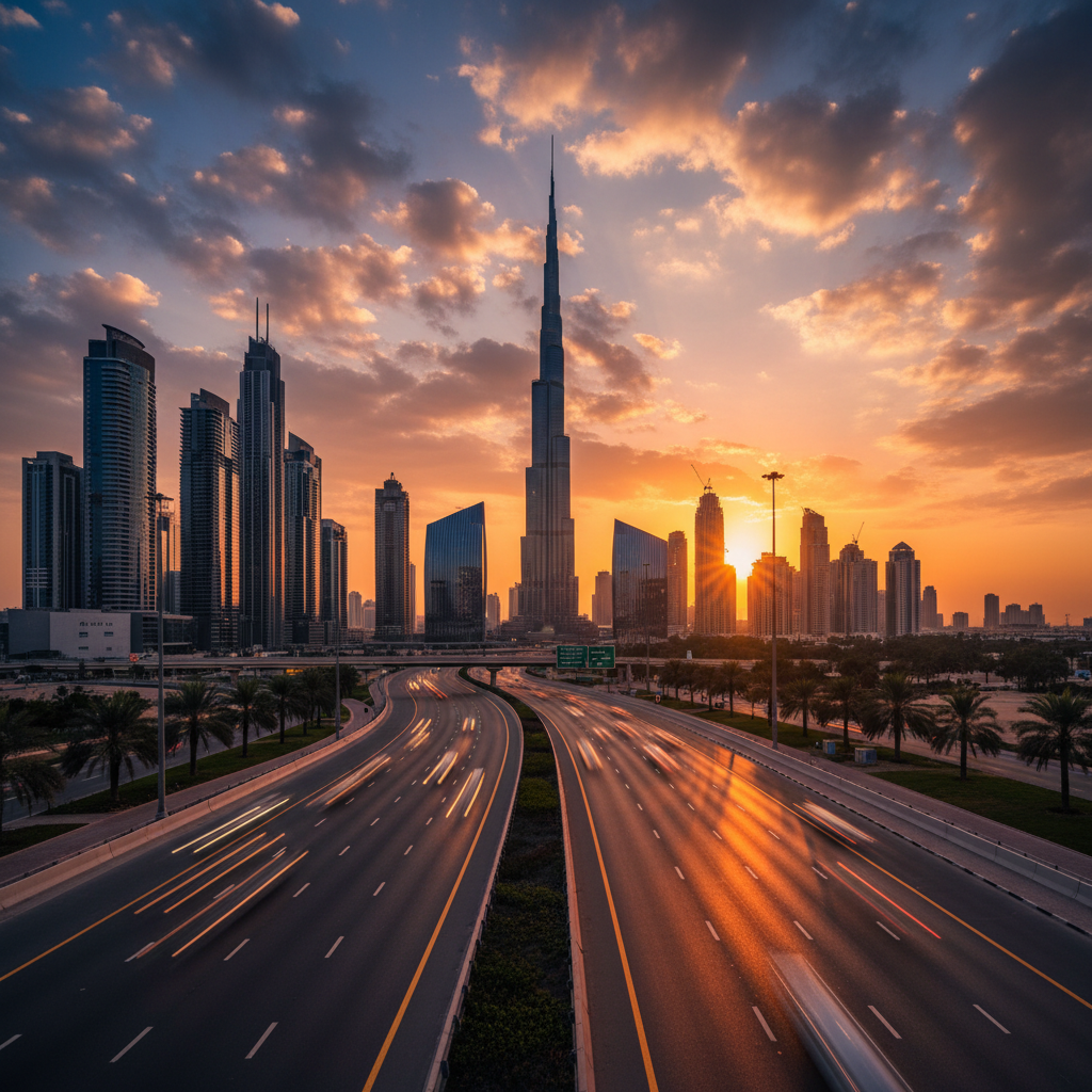 Dubai Highway Skyline